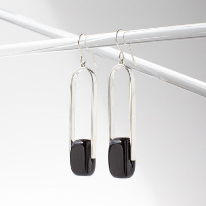 Empire Luxe Obsidian - Silver Earrings